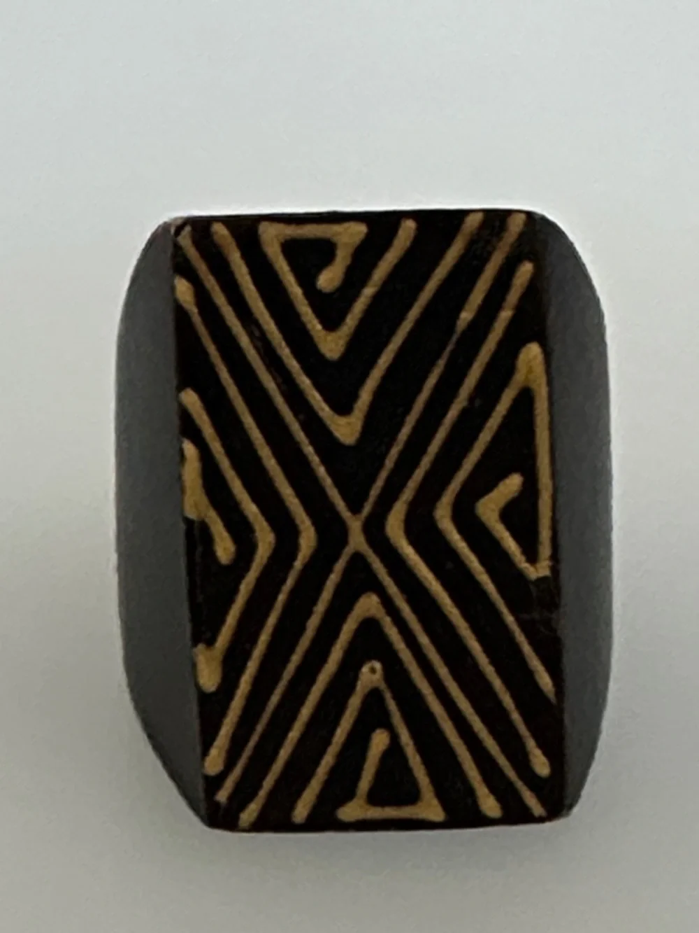 artesian Black and Gold Geometric Signet Ring